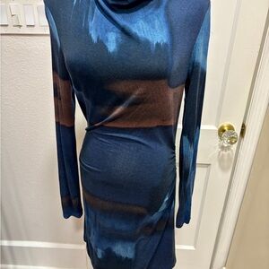 Michael Stars Long Sleeve Blue and Brown Dress